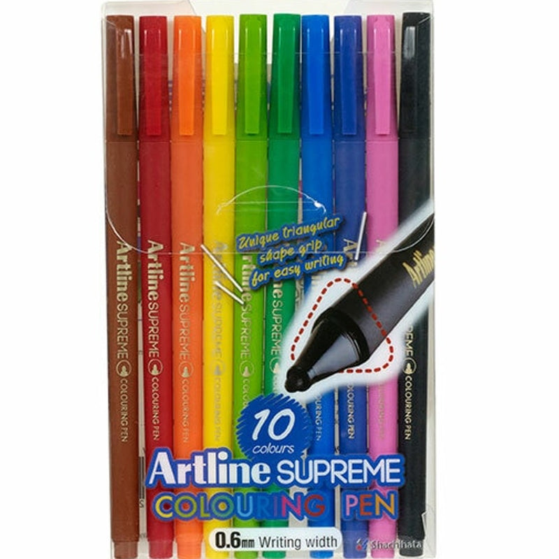 Artline Supreme Fineliner Pen 0.6mm Assorted Wallet 10 Set