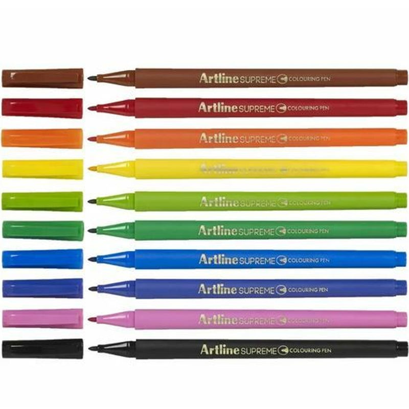 Artline Supreme Fineliner Pen 0.6mm Assorted Wallet 10 Set