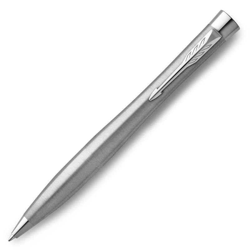 Parker Urban Premium Metro Ballpoint Twist Pen Metallic Silver Chrome Trim Gift Box