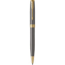 Parker Sonnet Grey Lacquer Gold Trim Ballpoint Pen Medium Nib Gift Box Set