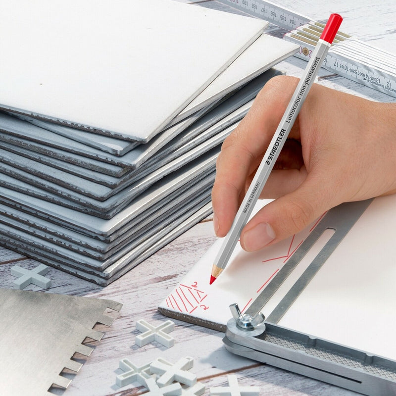 Staedtler 108 Lumocolor Non-Permanent Glasochrom Pencils White Box 12