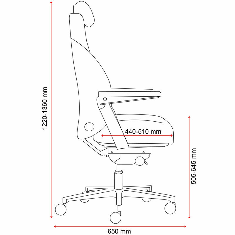 Buro Maverick 24/7 Controller Chair Heavy Duty With Arms Leather Black