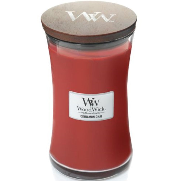WoodWick Cinnamon Chai Large Candle Crackles As It Burns 610G Hourglass
