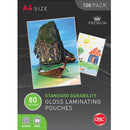 GBC Laminating Pouch Gloss 80 Micron A4 Clear Pack 100