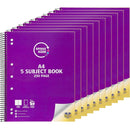 Spirax 960 Kode 5-Subject Notebook Book 250 Page A4 Purple Pack 10