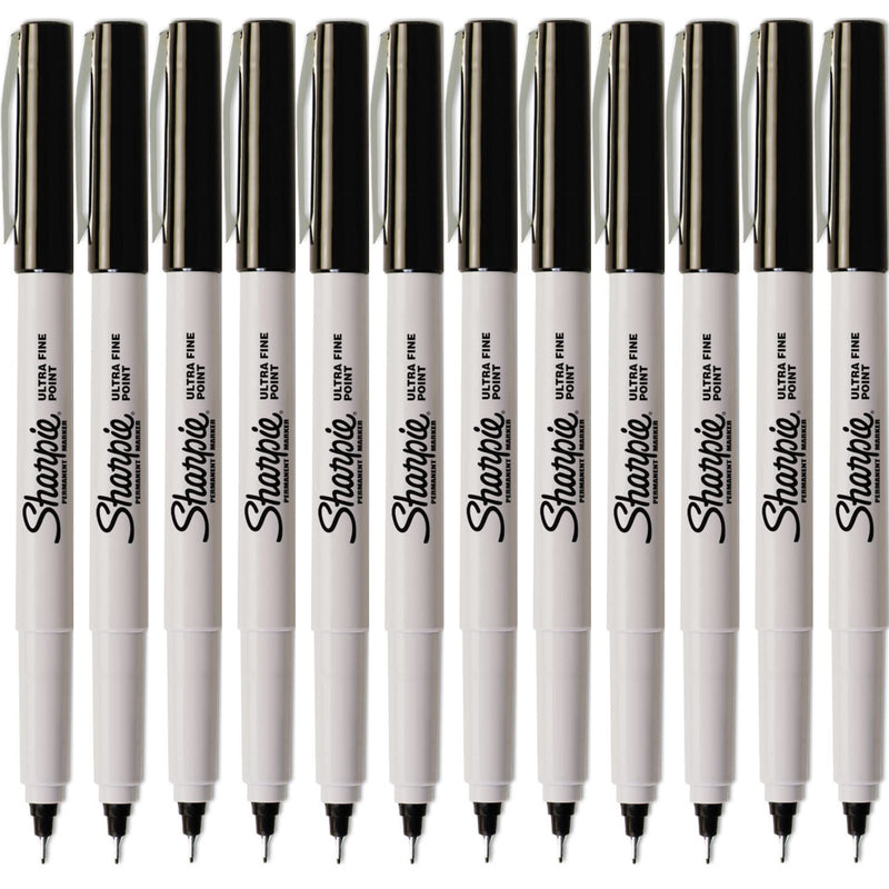 Sharpie Permanent Marker Ultra Fine Point 0.3mm Black Box 12