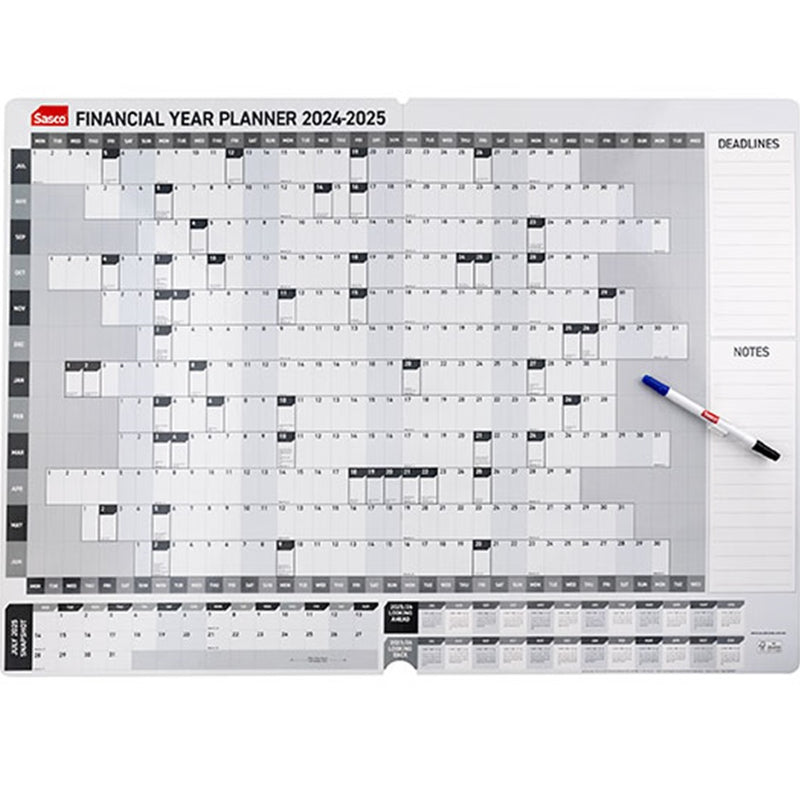 Sasco 2024-2025 Wall Planner Calendar Financial Year 870x610mm