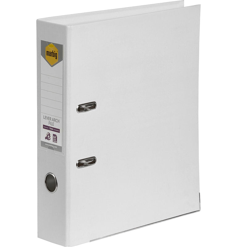 Marbig Linen Lever Arch File Folder A4 White 5 Pack
