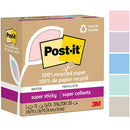 Post-It 654R-5SSNRP Recycled Super Sticky Notes 76x76mm Wanderlust Pastels Collection 30 Pads Pack