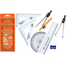 Helix Oxford 9 Piece Maths Set Set Square Compass Ruler Protractor