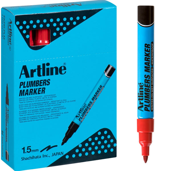 Artline Plumbers Permanent Marker Red Box 12