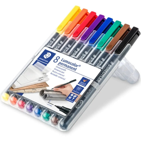 Staedtler 313 Lumocolor Permanent Superfine 0.4mm Marker Pen Assorted Wallet 8