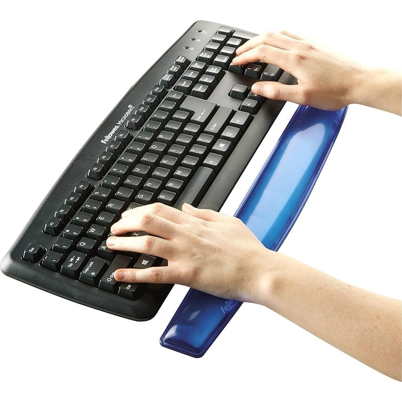 Fellowes Crystal Keyboard Gel Wrist Rest Blue