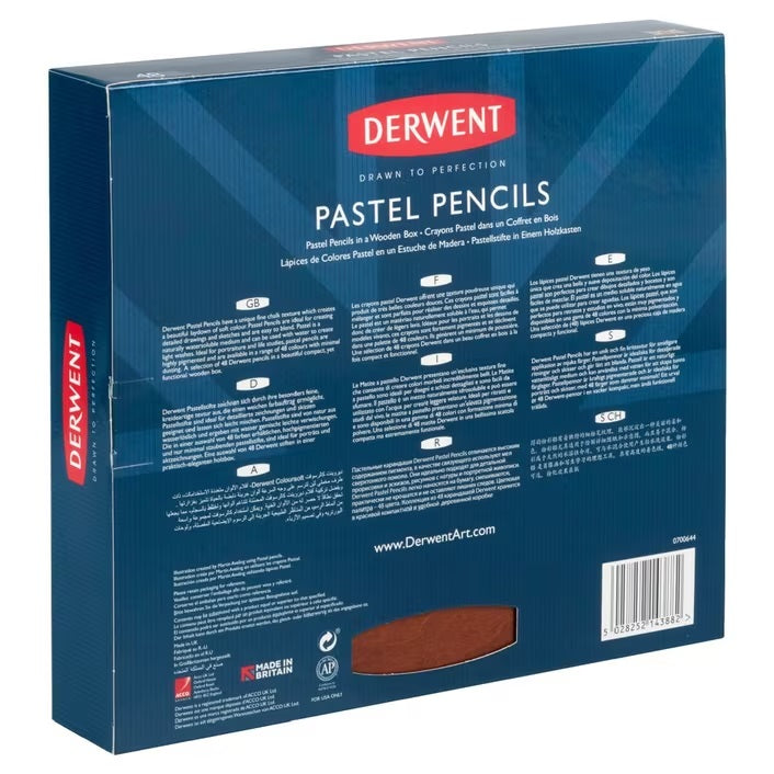 Derwent 48 Pastel Coloured Pencils Wooden Box Set Artists