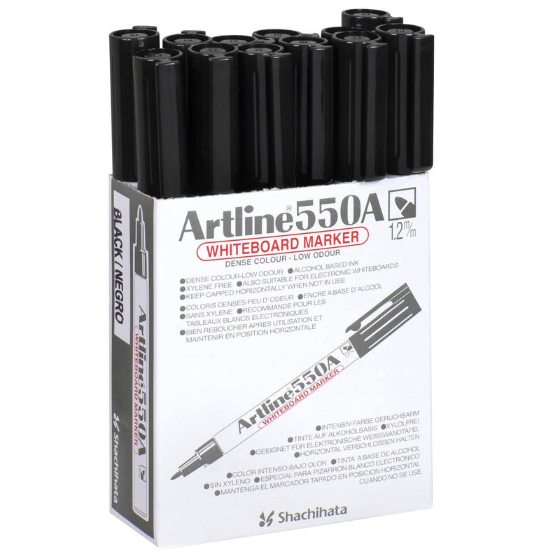 Artline 550A Whiteboard Marker 1.2mm Bullet Black Box 12