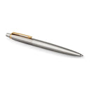 Parker Jotter Ballpoint Pen Stainless Steel Gold Trim Medium Nib Blue 1953206 - SuperOffice