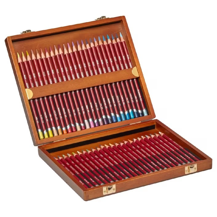 Derwent 48 Pastel Coloured Pencils Wooden Box Set Artists