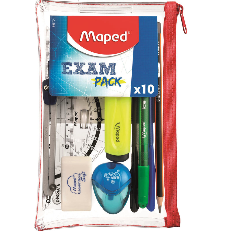 Maped Stationery Exam Pack Set Transparent Clear Case