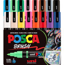 Uni POSCA PC-5BR Paint Markers Brush Tip Wallet Set 16 Colours