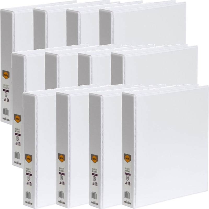 Marbig Clear View Insert Ring Binder Folder 2D 38mm A4 White Box 12