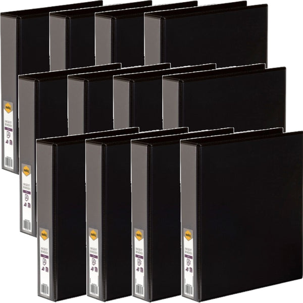 Marbig Clear View Insert Ring Binder Folder 2D 38mm A4 Black Box 12