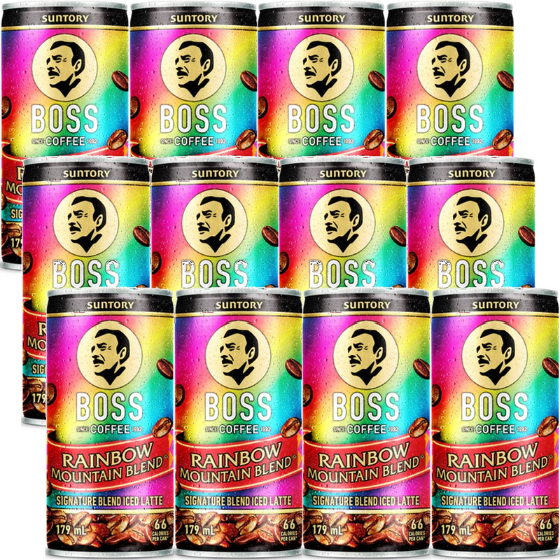 Suntory Boss Coffee Drink Iced Latte Rainbow Mountain Blend 179mL 12 Cans Bulk Pack Carton