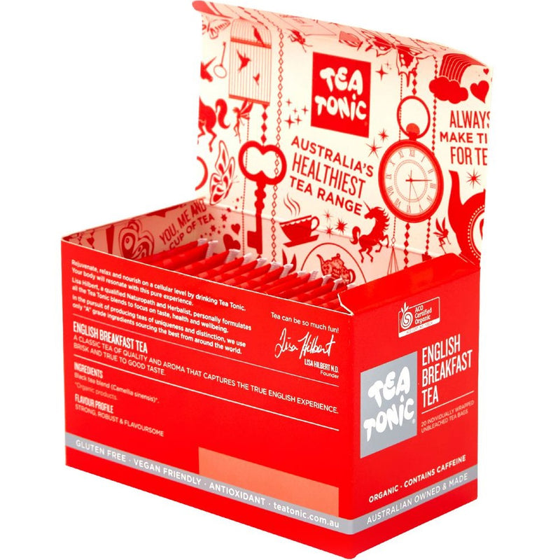 Tea Tonic Individually Wrapped Envelope Tea Bags English Breakfast 160 Pack Bulk