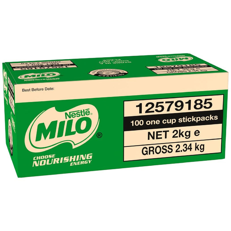 Nestle Milo Single Serve Sachets 20g 100 Pack Carton Bulk Box
