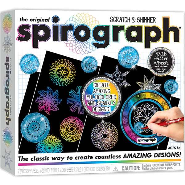 Spirograph Scratch & Shimmer Black Rainbow Paper Drawing Set Sparkle