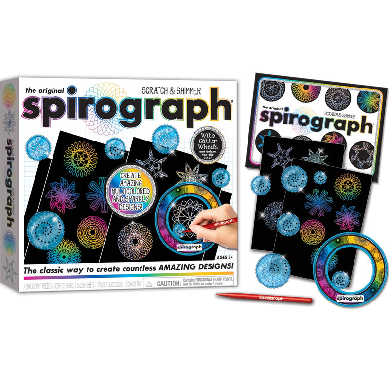 Spirograph Scratch & Shimmer Black Rainbow Paper Drawing Set Sparkle