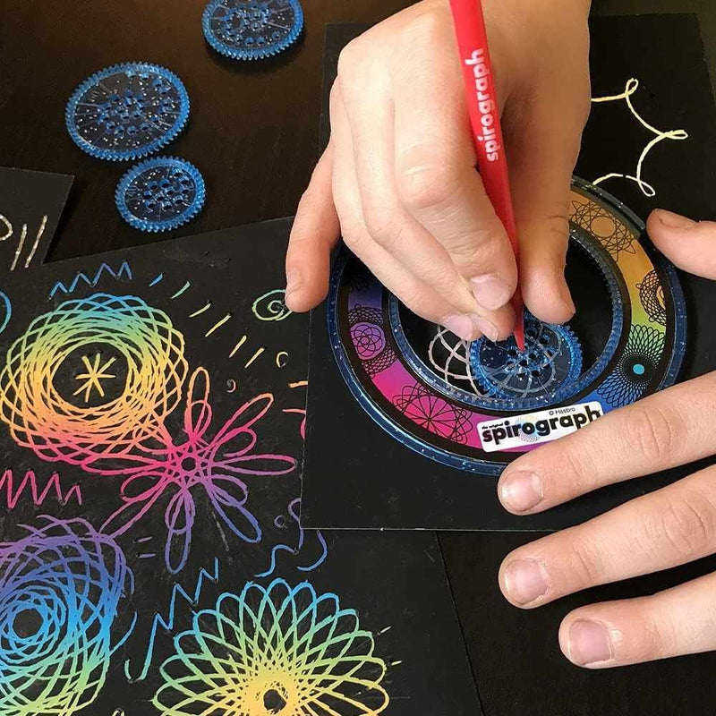Spirograph Scratch & Shimmer Black Rainbow Paper Drawing Set Sparkle