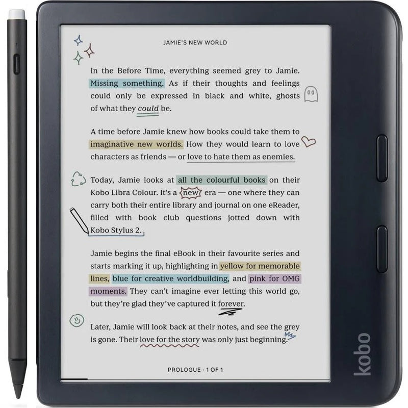 Kobo Libra Colour eBook Reader with Stylus 2 Pen Black Set Combo