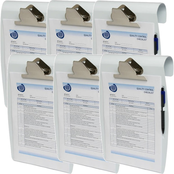 6 Marbig Hang-It Clipboards A4 White Hanging