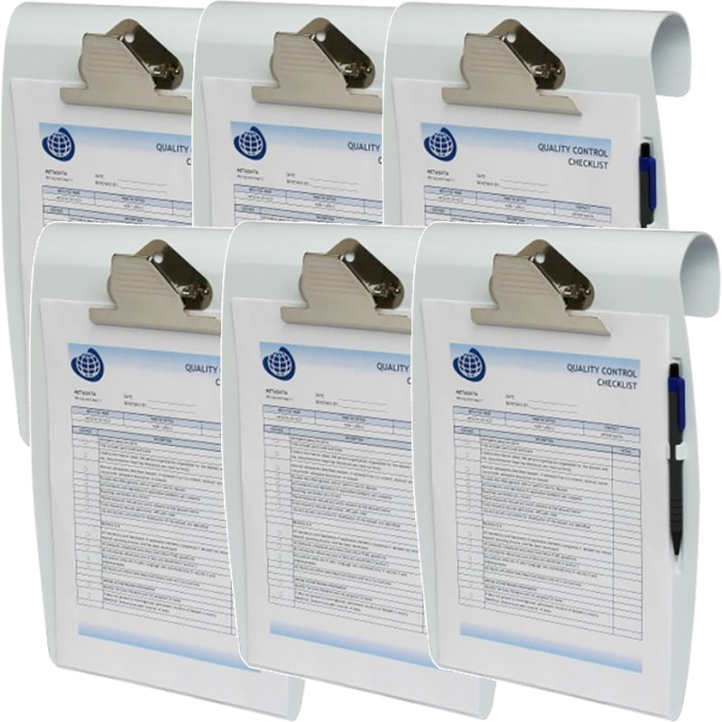 6 Marbig Hang-It Clipboards A4 White Hanging