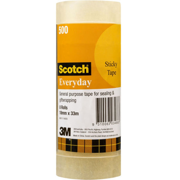 Scotch 502 Sticky Tape 18mmx33m Pack 8 Rolls Tower