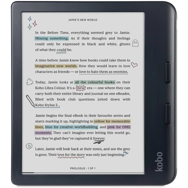 Kobo Libra Colour eBook Reader with Stylus 2 Pen Black Set Combo