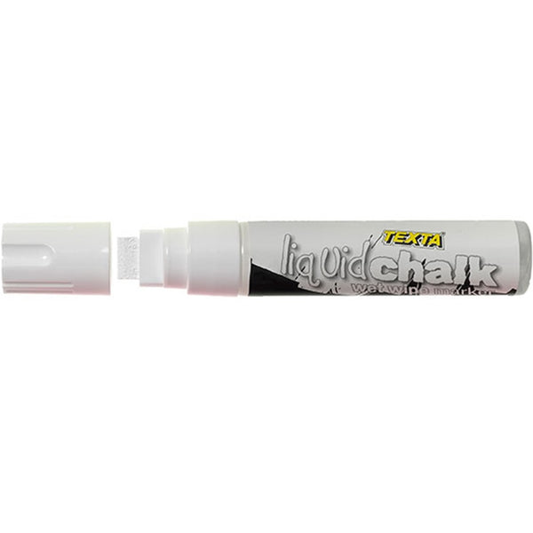 Texta Jumbo Liquid Chalk Markers Wet Wipe Chisel 15mm White