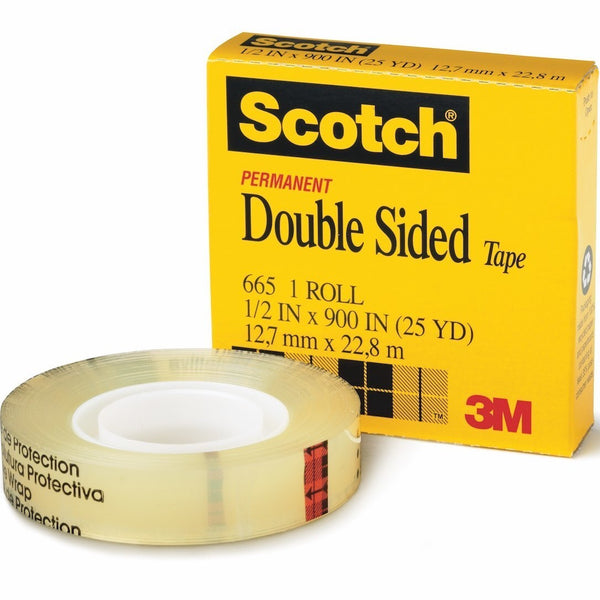 Scotch 665 Double Sided Tape Permanent 12.7mmx22.8m Box 12 Rolls
