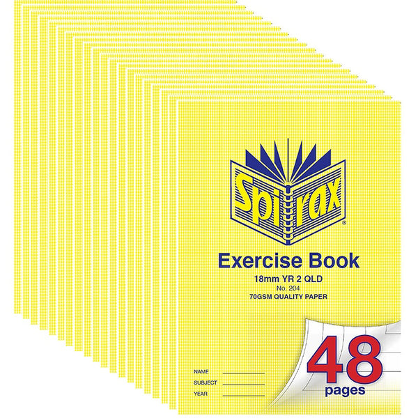 Spirax 204 Exercise Book Ruled Year 2 18mm 70Gsm 48 Page A4 20 Pack Bulk
