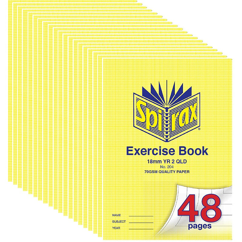Spirax 204 Exercise Book Ruled Year 2 18mm 70Gsm 48 Page A4 20 Pack Bulk