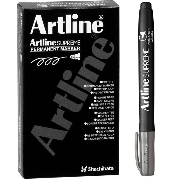 Artline Supreme Permanent Marker Grey Box 12