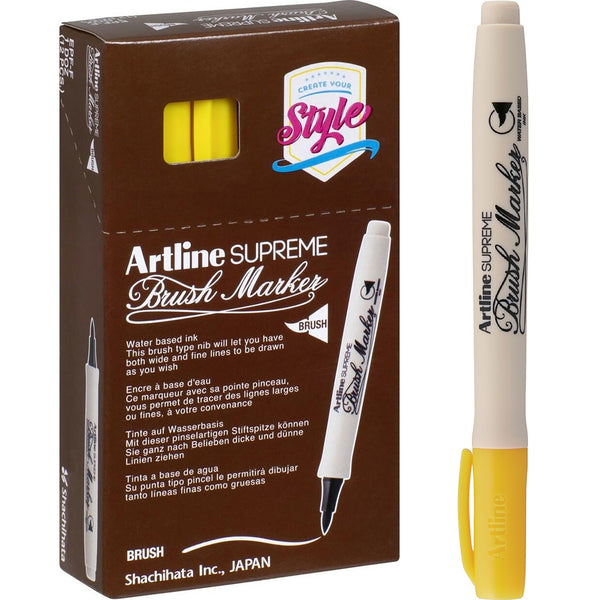 Artline Supreme Brush Marker Yellow Box 12