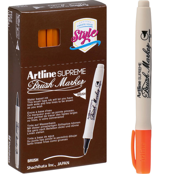 Artline Supreme Brush Marker Orange Box 12