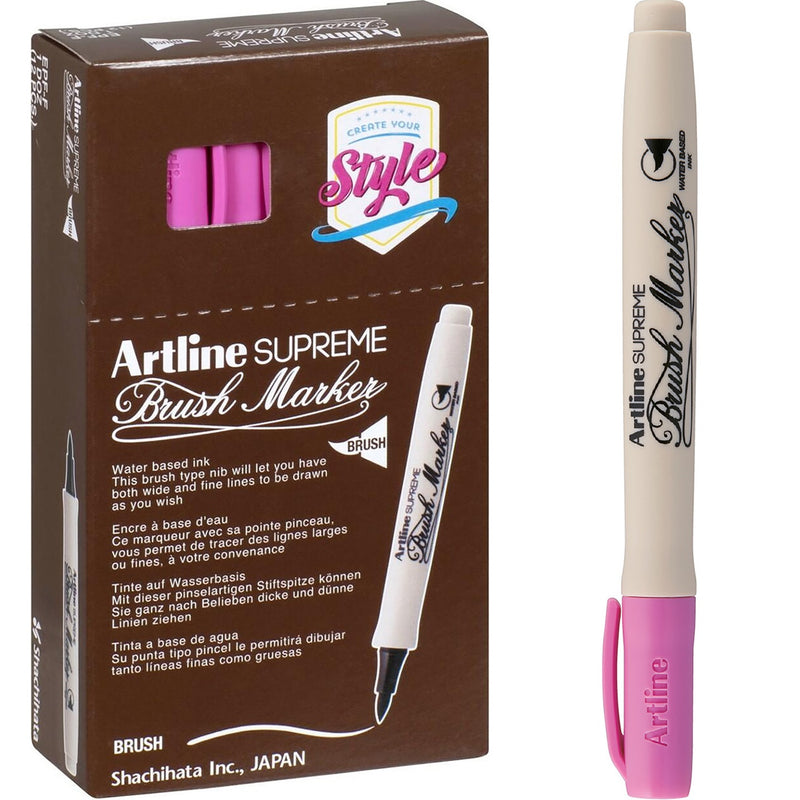 Artline Supreme Brush Marker Pink Box 12