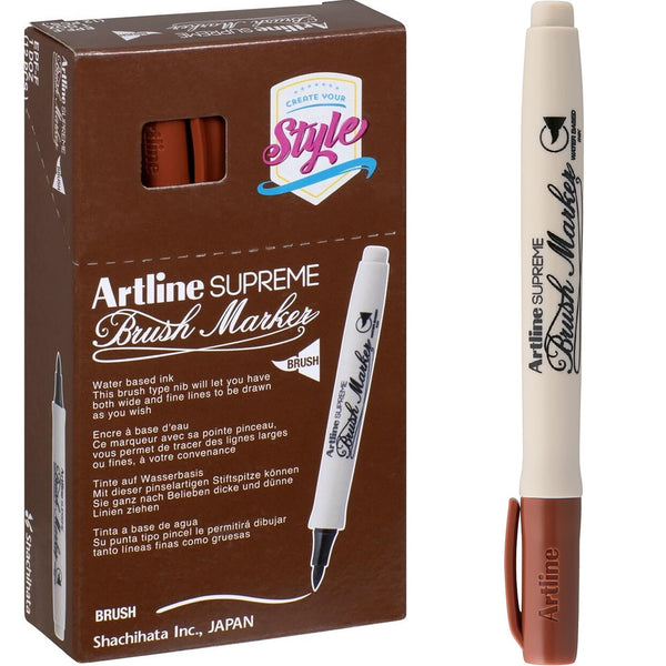 Artline Supreme Brush Marker Brown Box 12