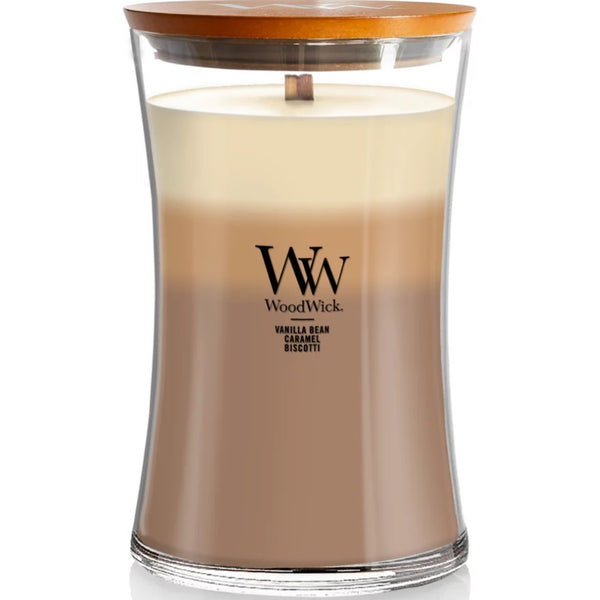 WoodWick Cafe Sweets Trilogy Large Candle Crackles As It Burns 610G Hourglass