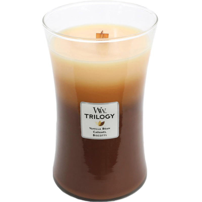 WoodWick Cafe Sweets Trilogy Large Candle Crackles As It Burns 610G Hourglass