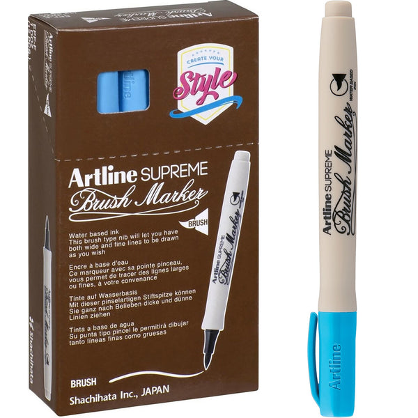 Artline Supreme Brush Marker Light Blue Box 12