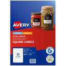 Avery 980015 L7119 Product Label Square Laser 35Up Gloss White Pack 10 980015 - SuperOffice