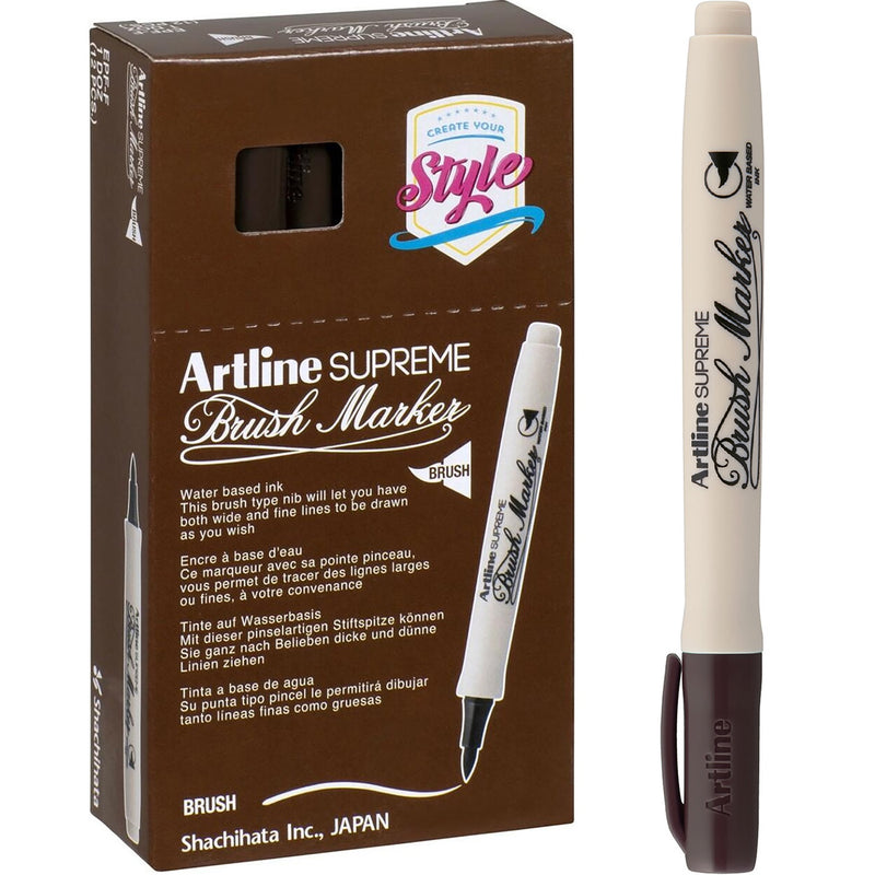 Artline Supreme Brush Marker Dark Brown Box 12